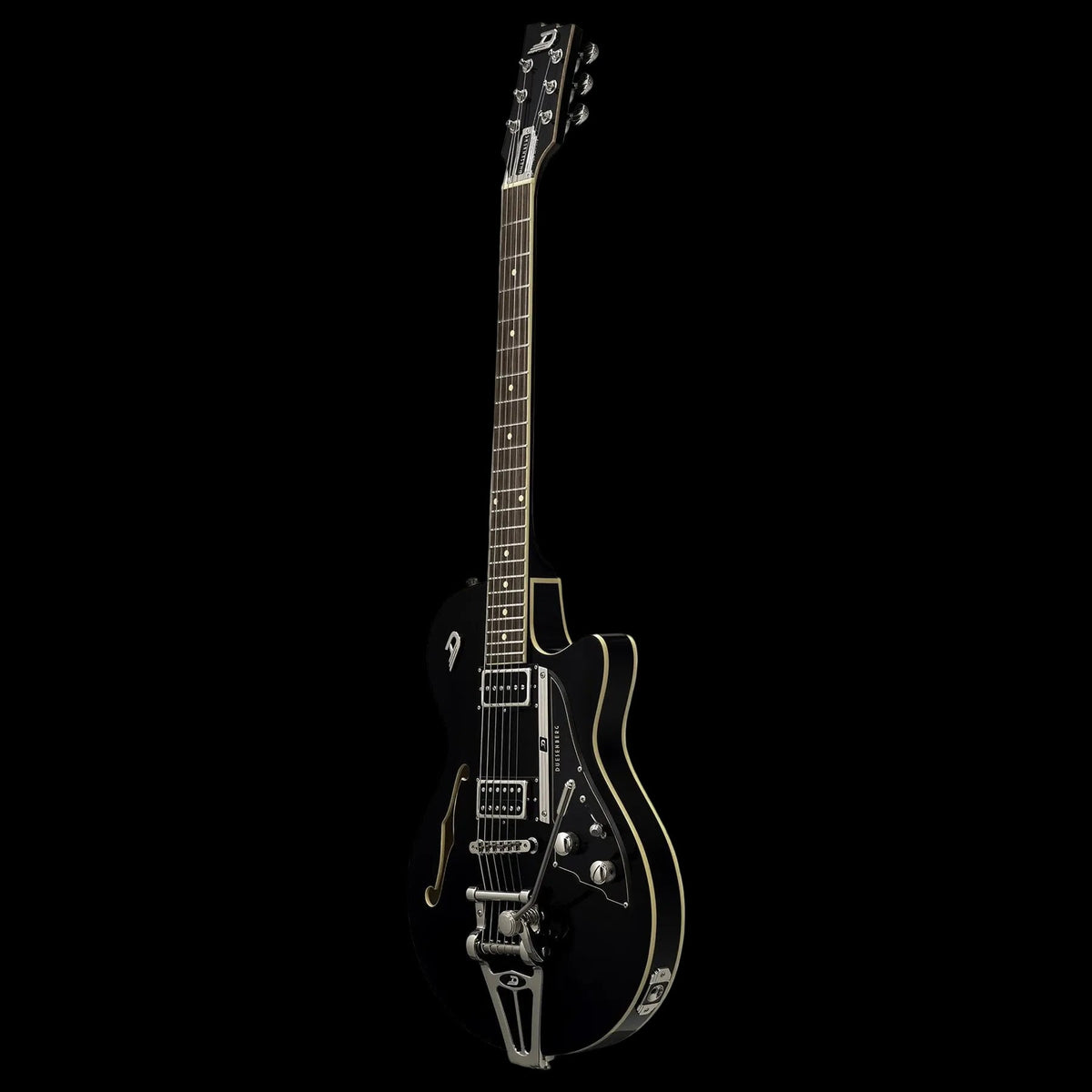 Duesenberg Starplayer TV Electric Guitar - Deep Black – angled front view