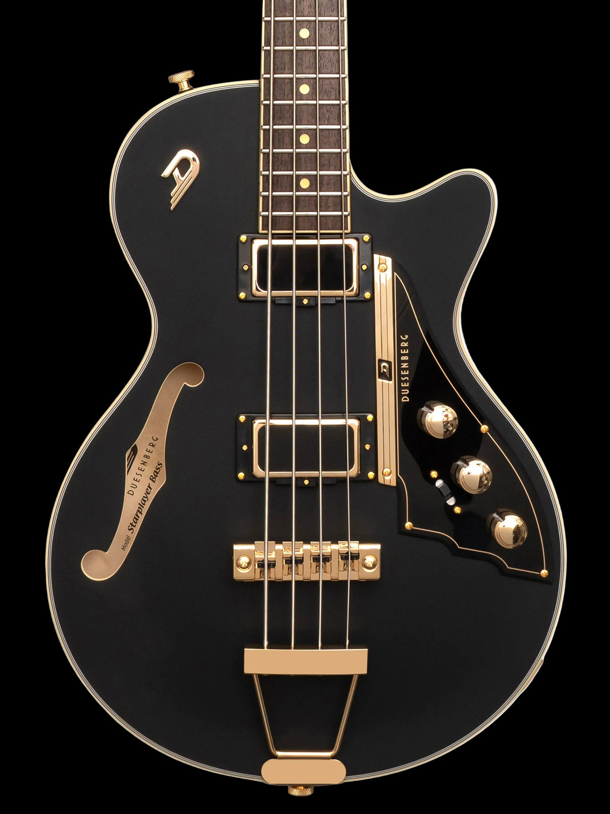 Duesenberg Starplayer Short-Scale Bass - Black Velvet – body and pickups detail