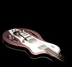 Duesenberg Julia Electric Guitar - Catalina Sunset Rose – angled body and vibrato detail