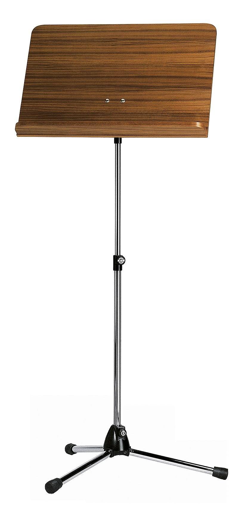 K&M 118/1-CHROME-WALNUT — Orchestra Music Stand w/Walnut Wooden Desk H:1255mm - Chrome — product view