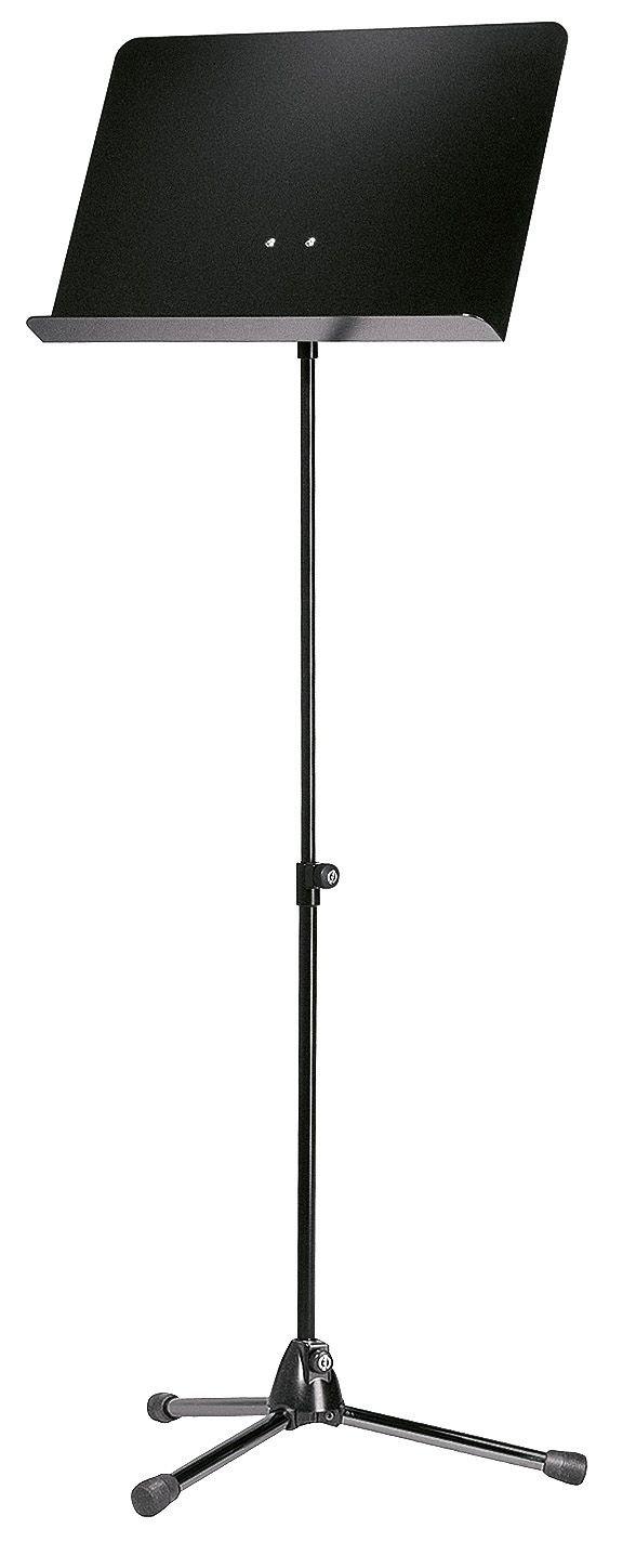 K&M 118/1-BLACK-BLACK-A — Orchestra Music Stand w/Black Aluminum Desk - H:650-1255mm — product view