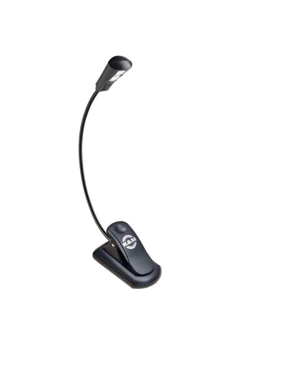 K&M 12263-BLACK — FlexLight Gooseneck Music Lamp with 2 Rechargeable LED — product view