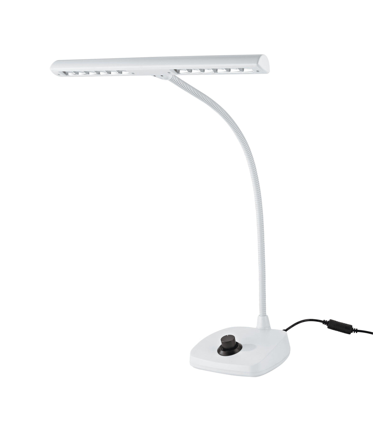 K&M 12298-WHITE — 12-LED Gooseneck Piano Lamp with Weighted Base - White — product view