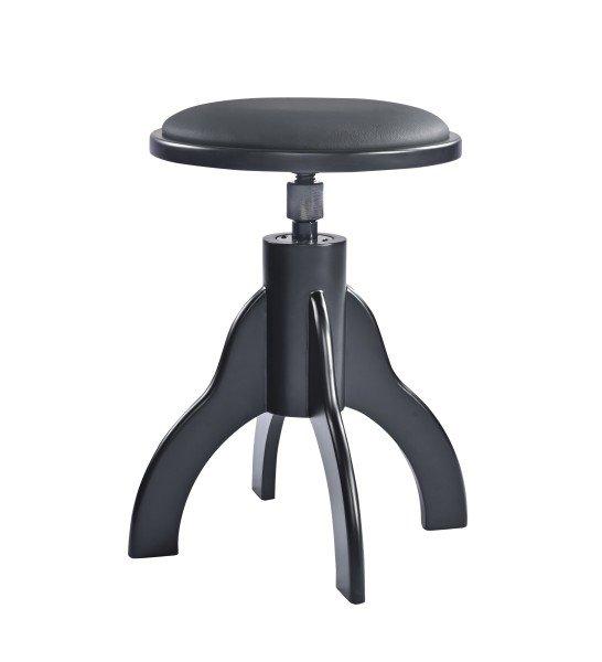 K&M 13850-BLACK — Matte Black Wood Piano Stool with Black Leatherette Seat — product view