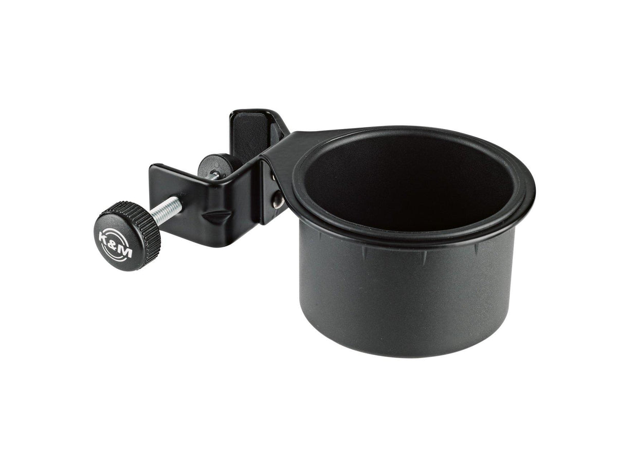 K&M 16024-BLACK — Can/Cup Holder with Clamp for 70mm Bottles - Black — product view