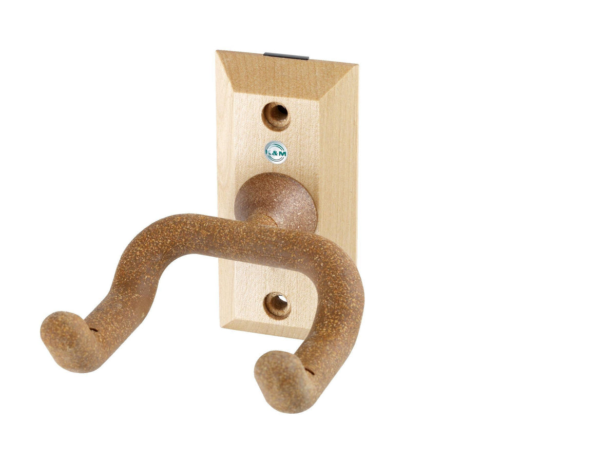 K&M 16220-CORK — Wooden Guitar Wall Mount - Front Facing Yoke - Cork — product view