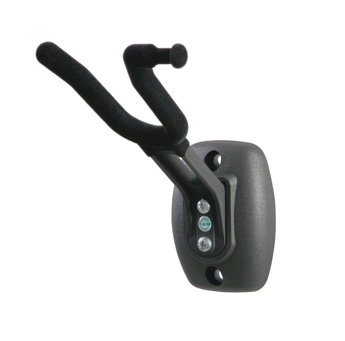 K&M 16580-BLACK — Violin Wall Mount Holder with Bow Holder - Black — product view