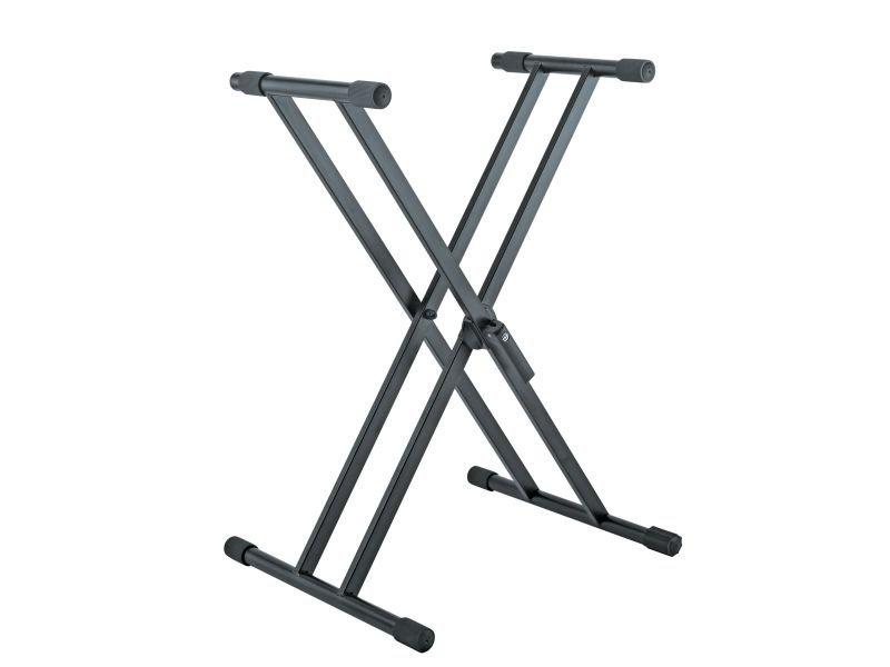 K&M 18990-BLACK — Folding X-Style Keyboard Stand - Double-Braced - H:594-946mm — product view