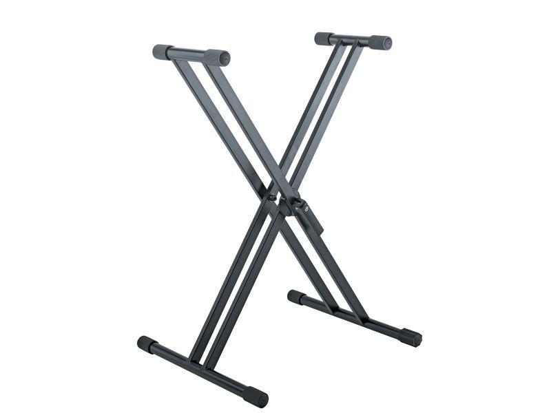 K&M 18993-BLACK — Folding X-Style Keyboard Stand - Double-Braced - H:594-946mm — product view