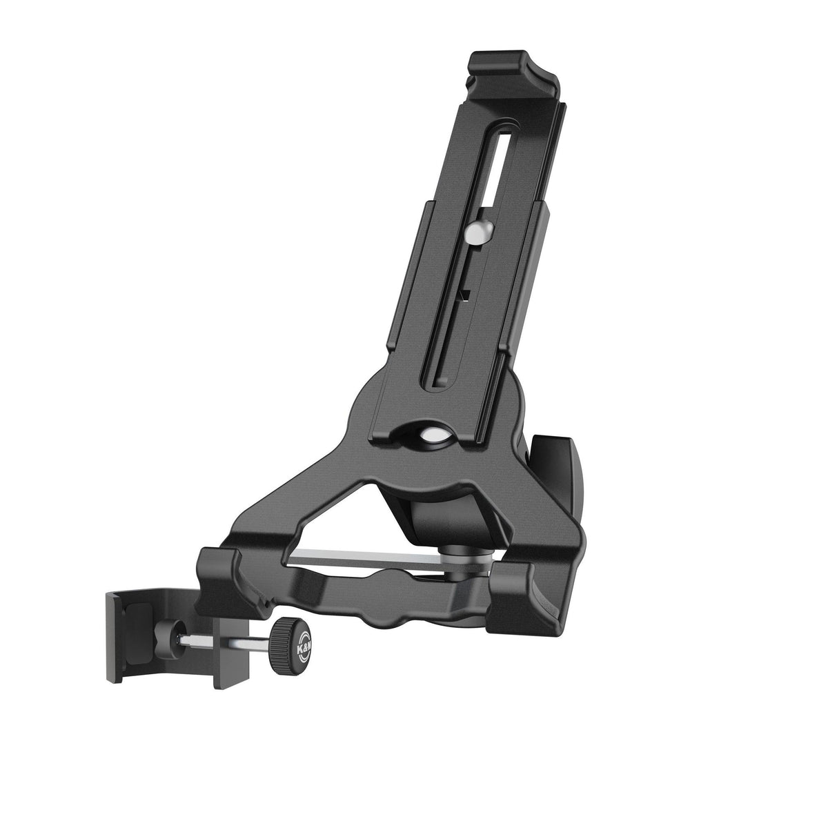 K&M 19765-BLACK — BioBased Holder with Clamp for 10-16in Tablets - Black — product view