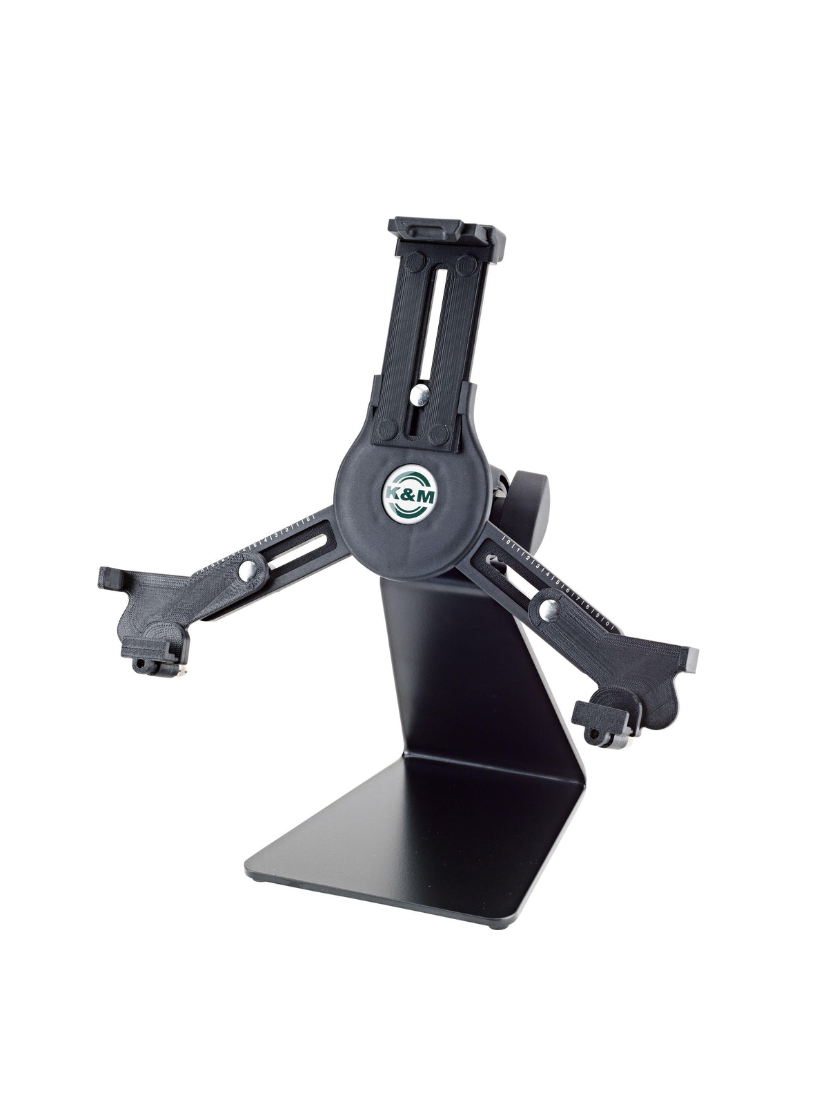 K&M 19792-BLACK — Tabletop Tablet Stand with Flat Base - H:128-232mm — product view