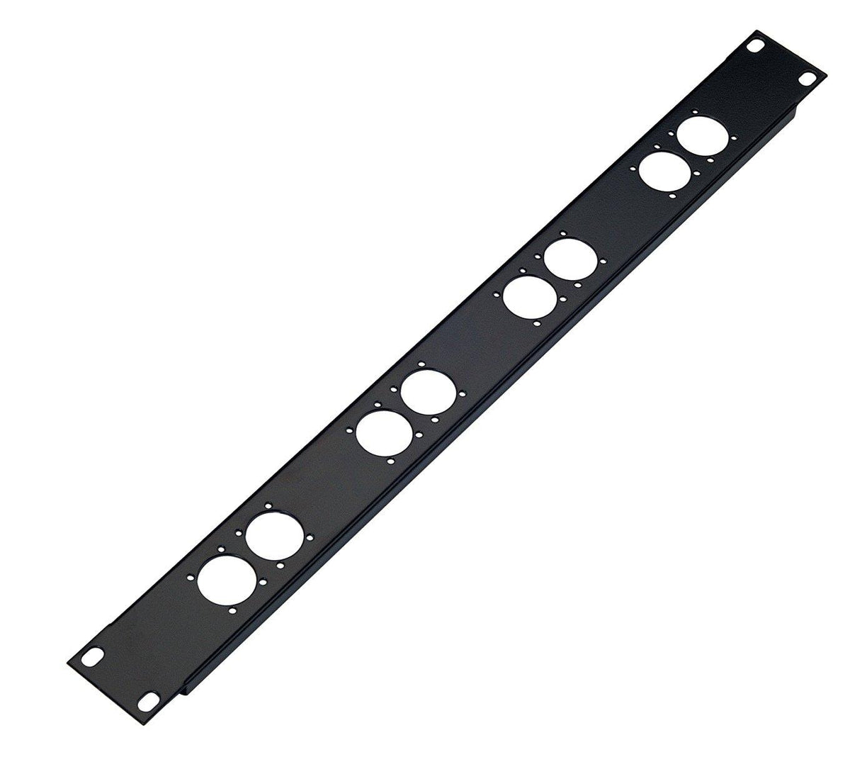 K&M 28308-BLACK — 1U Pre-Punched Steel Panel with 8 D-Size Holes (4x4 I/O) — product view