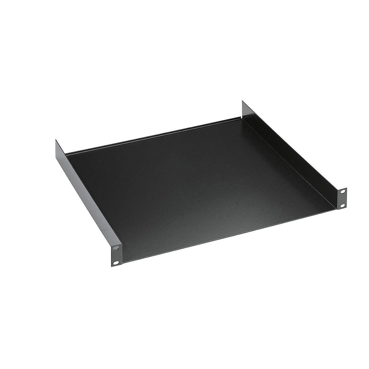K&M 28482-300-BLACK — 2U Steel Rack Shelf with 300mm Tray - Black — product view