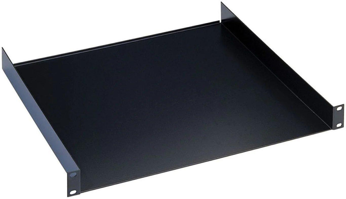 K&M 28483-300-BLACK — 3U Steel Rack Shelf with 300mm Tray - Black — product view