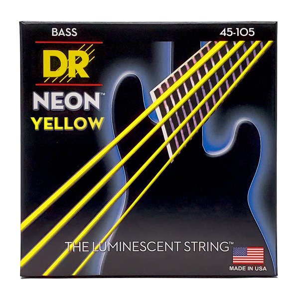 DR - Neon Yellow Coated Bass Strings, Medium (45-105)