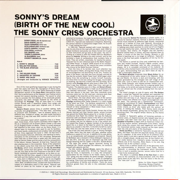 Criss, Sonny Orchestra - Sonny's Dream (Birth of the New Cool) (Original Jazz Classics Ser.)