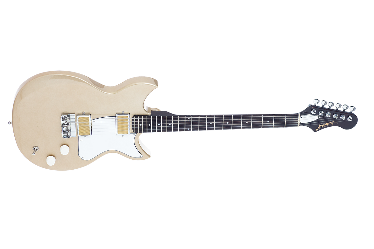Harmony Rebel Electric Guitar with Case - Champagne - angled view