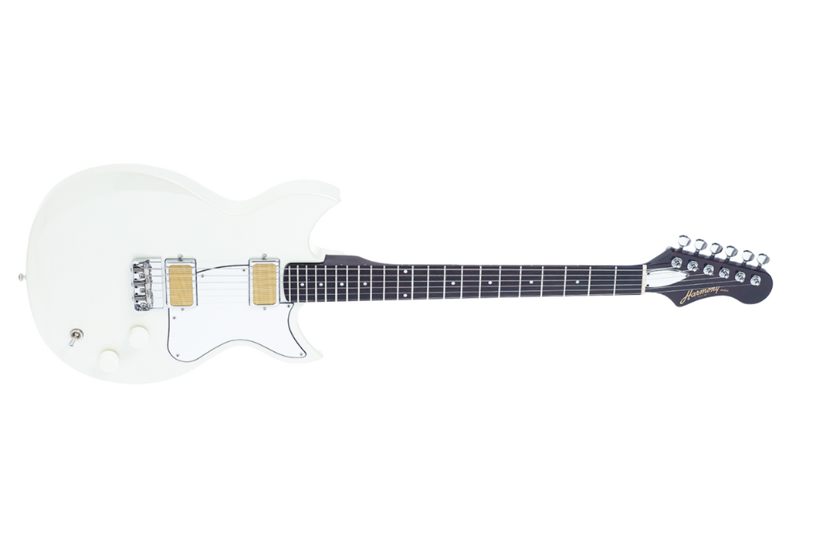 Harmony Rebel Electric Guitar with Case - Pearl White - angled view