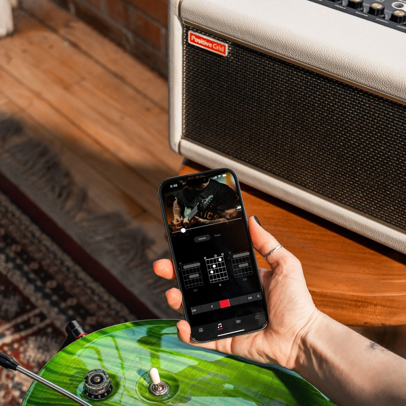 Positive Grid Spark 2 - 50-Watt Smart Guitar Practice Amp & Bluetooth Speaker, Pearl
