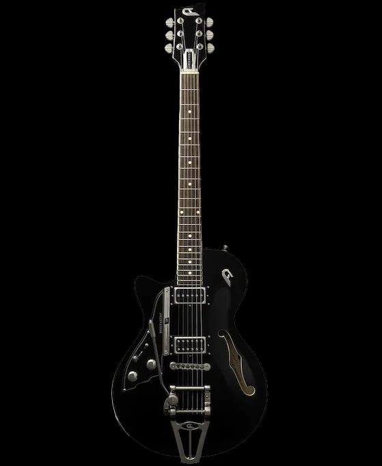 Duesenberg Starplayer TV Left-Handed Electric Guitar - Deep Black – full-length front view