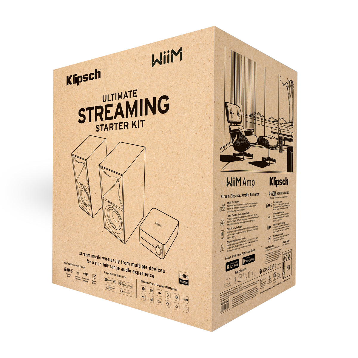 Klipsch - Ultimate Streaming Starter Kit - R-60M Speakers, WiiM Amp & Ultralink Wire
