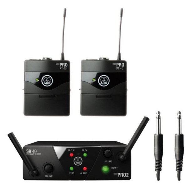 AKG WMS40MINI2-INSTR-US25BD - Wms40 Mini Dual Instrumental Wireless System Set (Bands: US25 B & D)