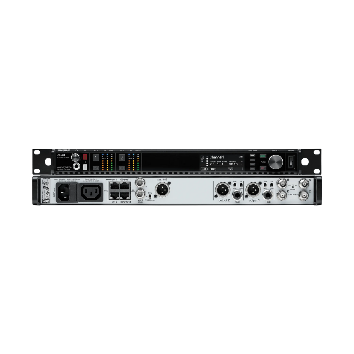Shure AD4DNP-A - Dual Axient Digital Receiver without Accessories - product view 1