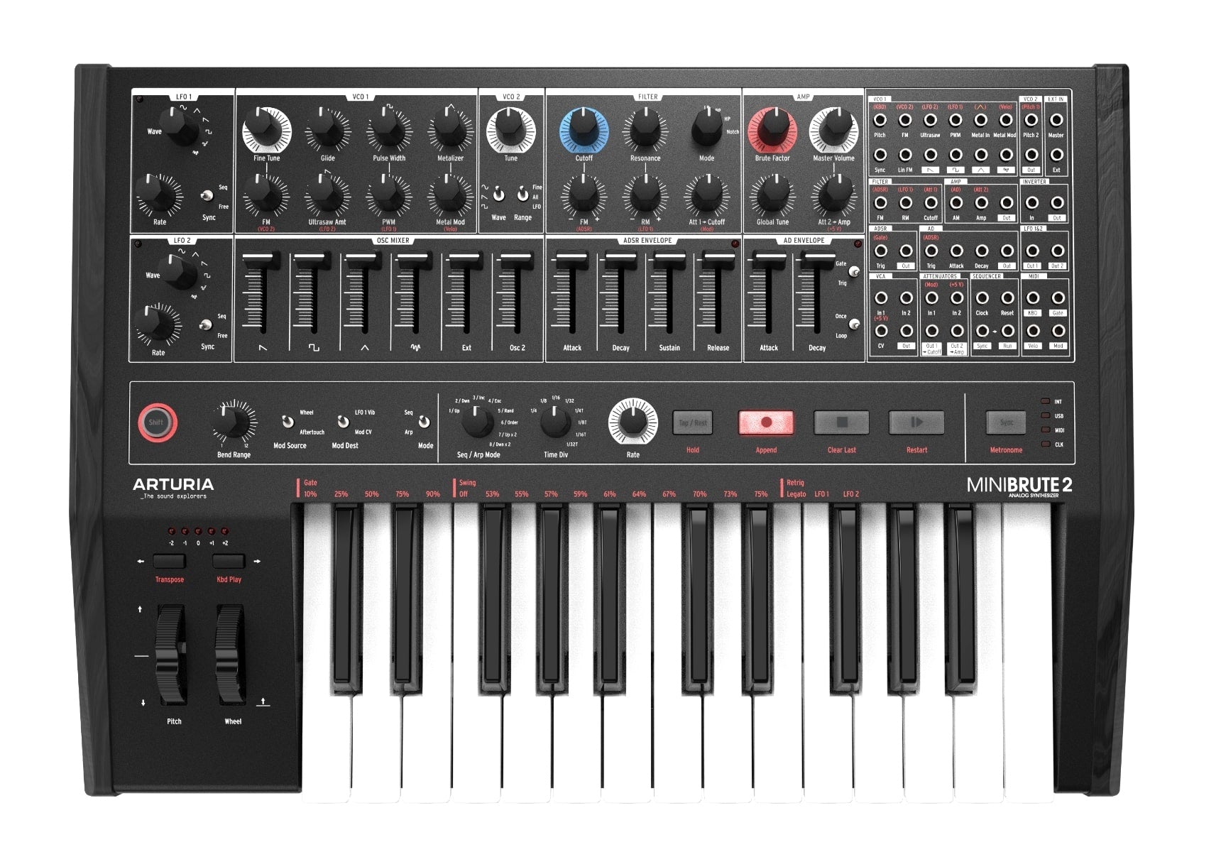 Arturia - Minibrute 2 Semi - Modular Analog Synthesizer - Limited Edition Black - La Boîte Musicale - Controller - Arturia -