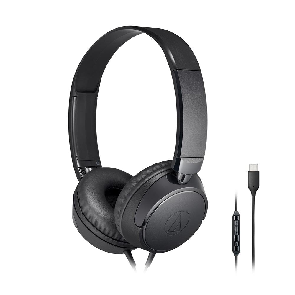 Audio-Technica ATH-S120C-BK Wired USB-C On-Ear Headphones, Black