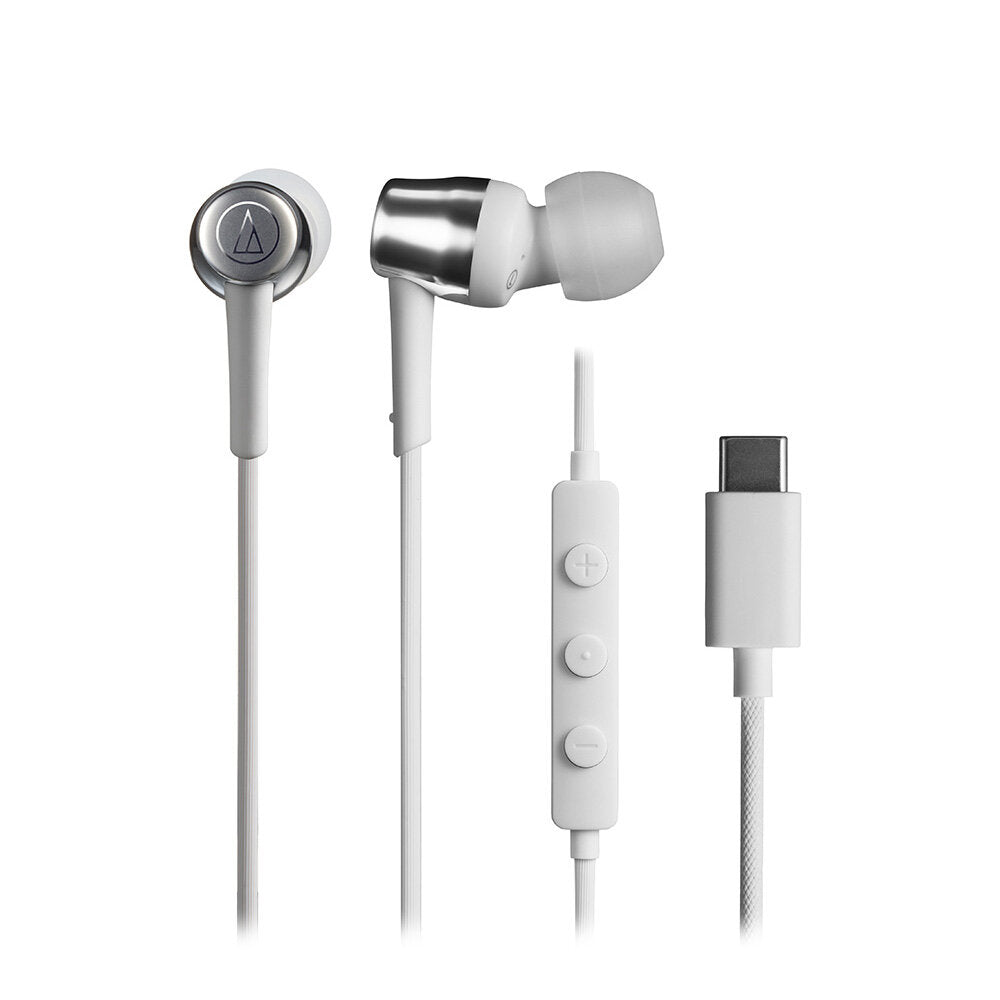 Audio-Technica ATH-CKD30CWH Wired USB-C In-Ear Headphones, White