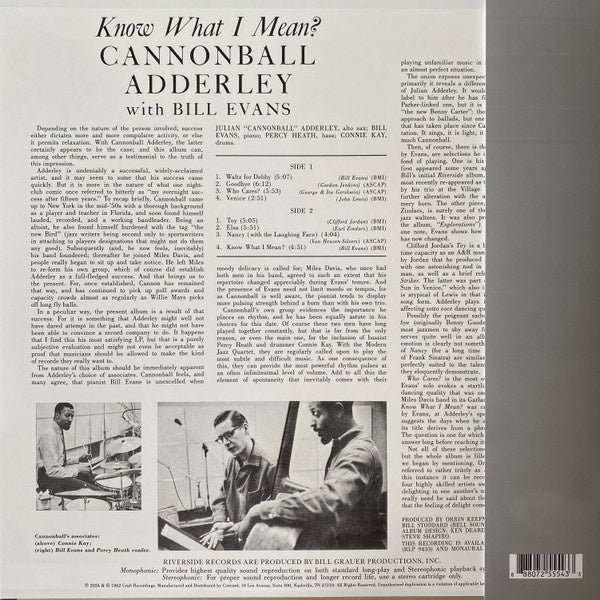 Cannonball Adderley & Bill Evans - Know What I Mean? - La Boîte Musicale - Vinyl Records - Vinyl Records -