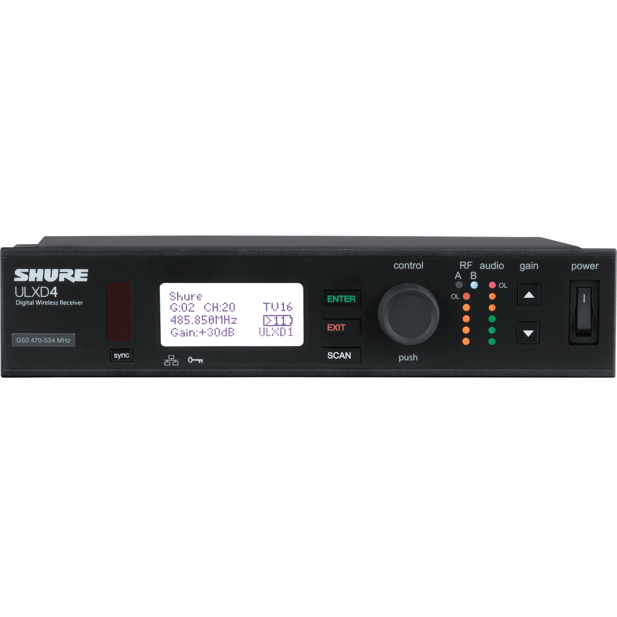 Shure ULXD4-G50 - Single ULX-D Wireless Receiver with 1/2 Wave Antennas - product view 1