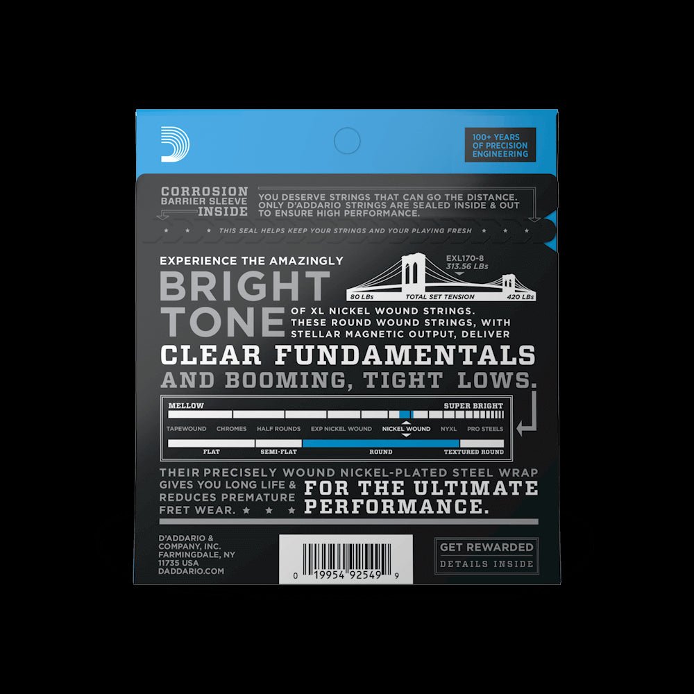 D'Addario - 45 - 100 Regular Light Long Scale 8 - String Bass Strings - La Boîte Musicale - Electric Bass Strings - D'addario -