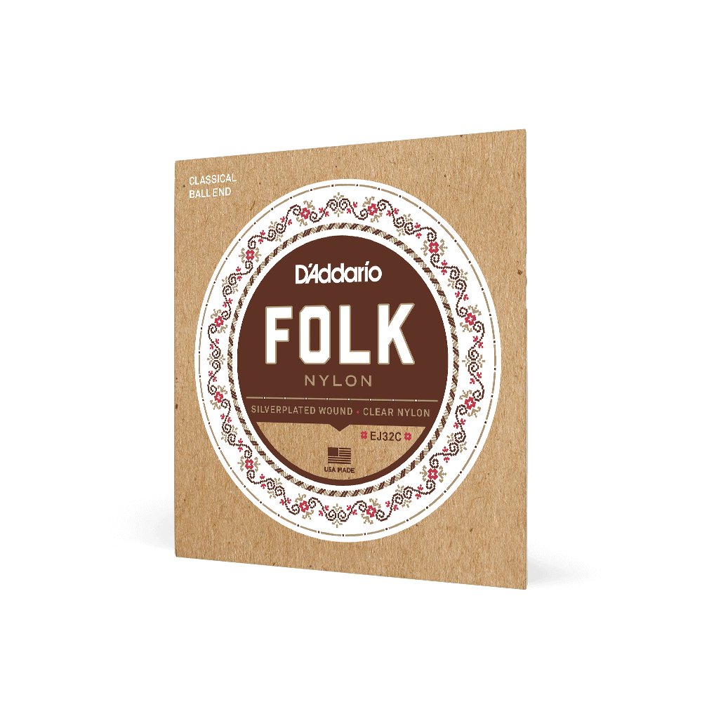 D'addario - Folk Nylon Ball End - Silver Plated Wrap - Nylon Core - Clear Nylon Trebles ball end - La Boîte Musicale - Classical Guitar Strings - D'addario -