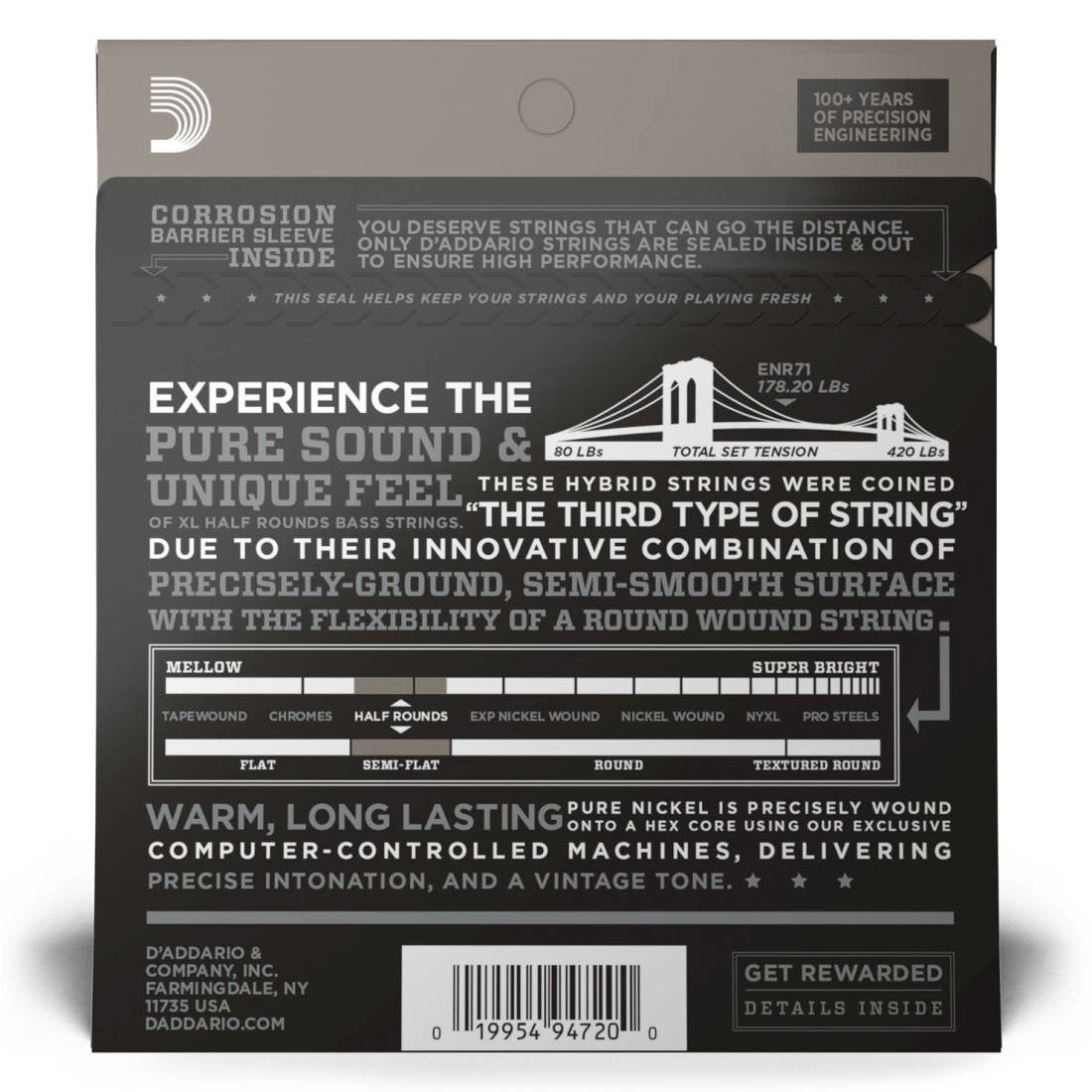D'Addario strings Bass Elec Half Round 45 - 100 - La Boîte Musicale - Electric Bass Strings - D'addario -