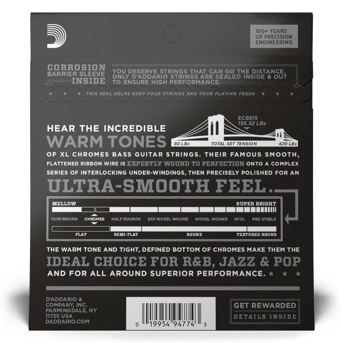 D'addario strings ECB81S basses flatwound short 45 - 100 - La Boîte Musicale - Electric Bass Strings - D'addario -