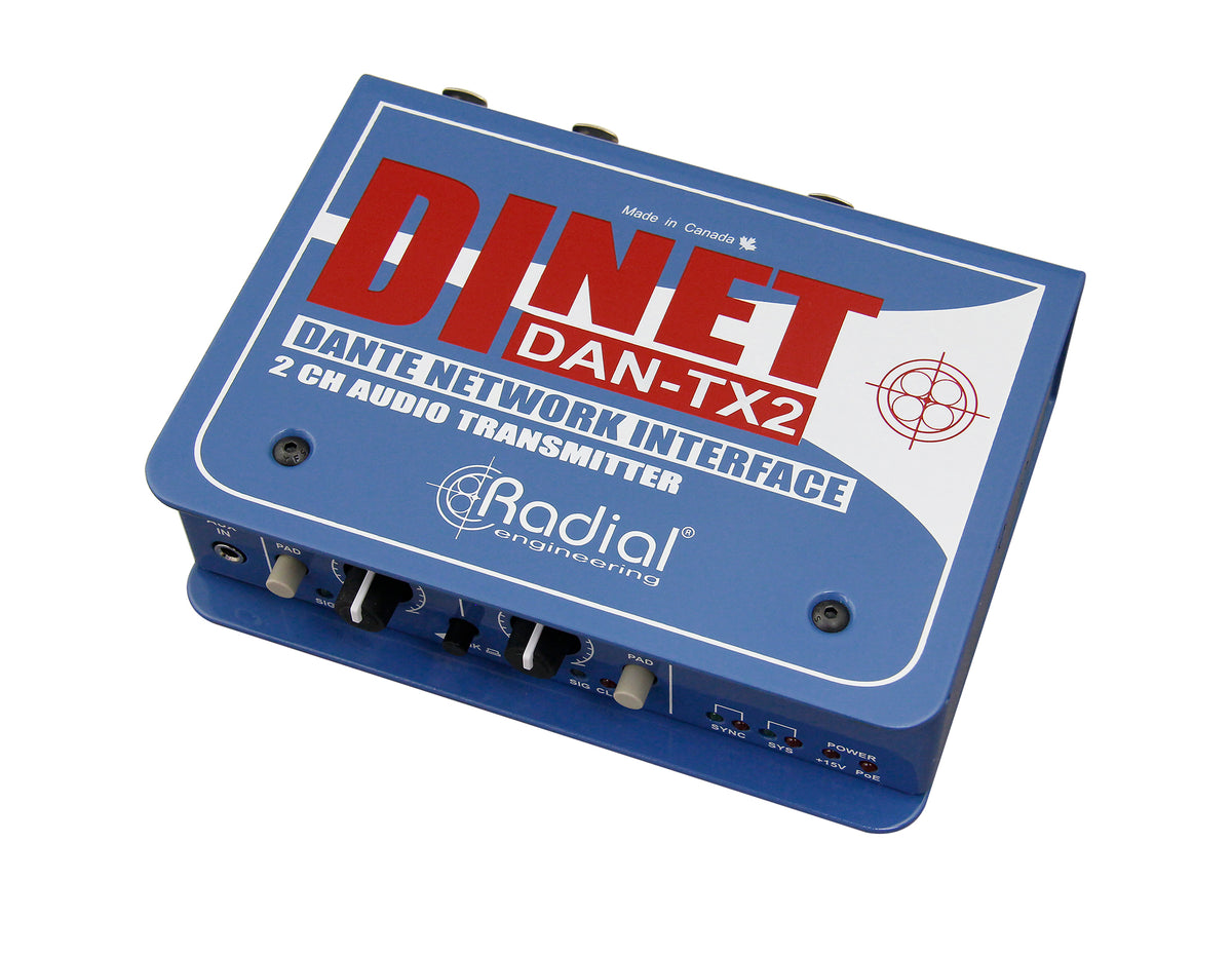 Radial DiNet DAN-TX2 - 2-Channel Dante Network Transmitter - product view 3