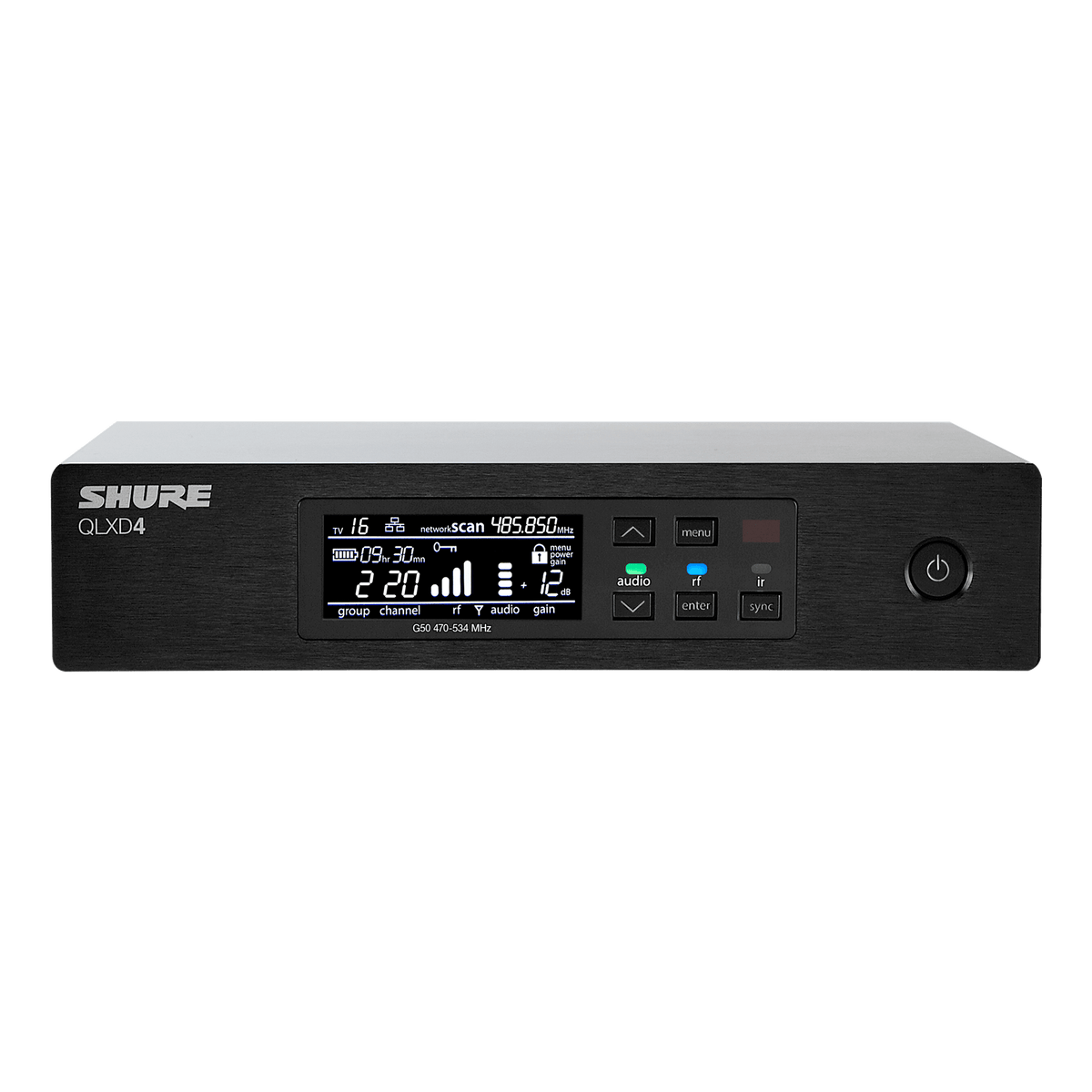 Shure QLXD4-G50 - Single QLX-D Wireless Receiver with PS23 & 1/2 Wave Antennas - product view 1