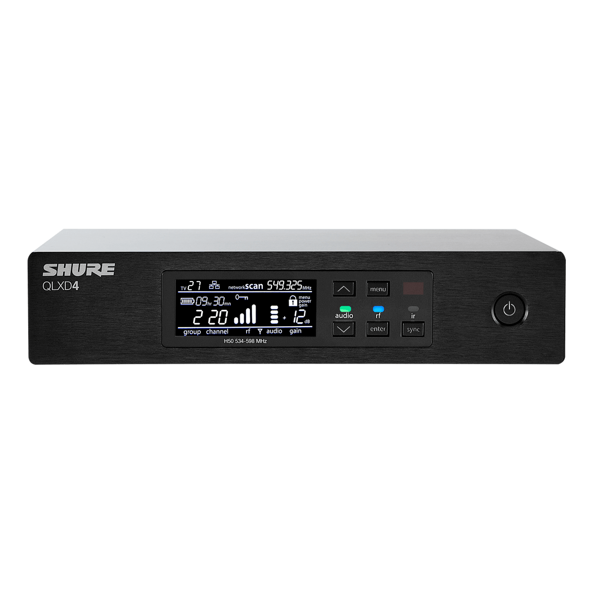 Shure QLXD4-H50 - Single QLX-D Wireless Receiver with PS23 & 1/2 Wave Antennas - product view 1