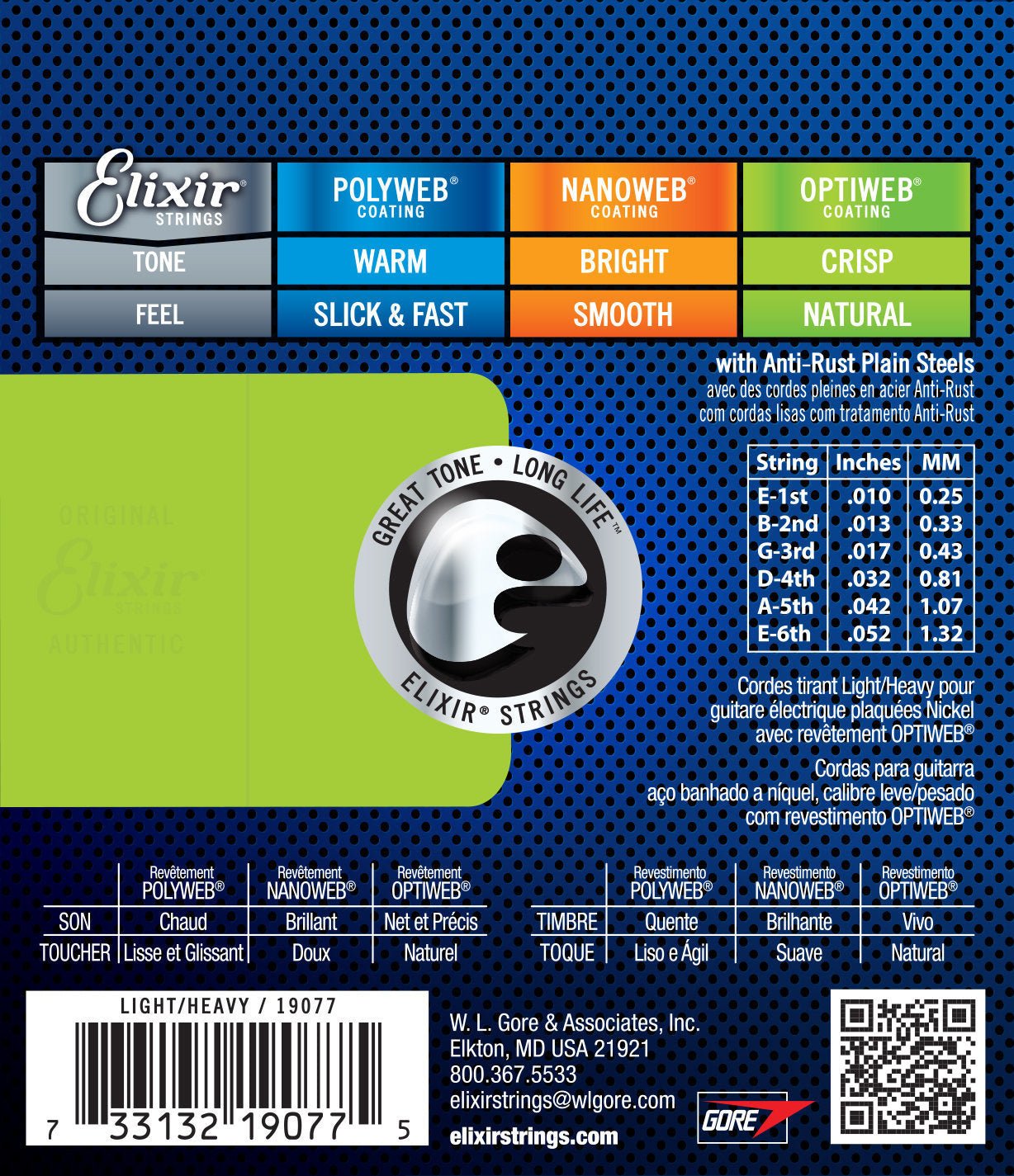 Elixir - Electric Light - Heavy Nickel Plated Steel With Optiweb™ Coating 10 - 52 - La Boîte Musicale - Electric Guitar Strings - Elixir -