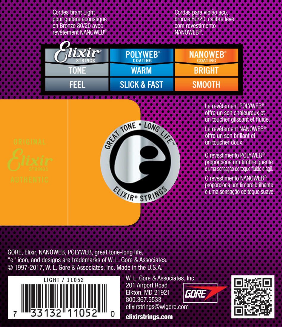 Elixir strings acoust 80/20 Nano Light 12 - 53 - La Boîte Musicale - Acoustic Guitar Strings - Elixir -