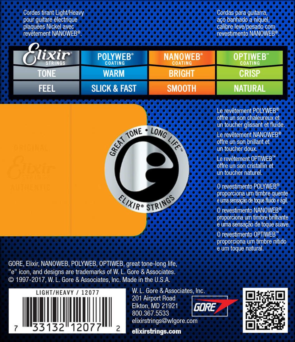 Elixir strings Elec Nano Light - Heavy 10 - 52 - La Boîte Musicale - Electric Guitar Strings - Elixir -