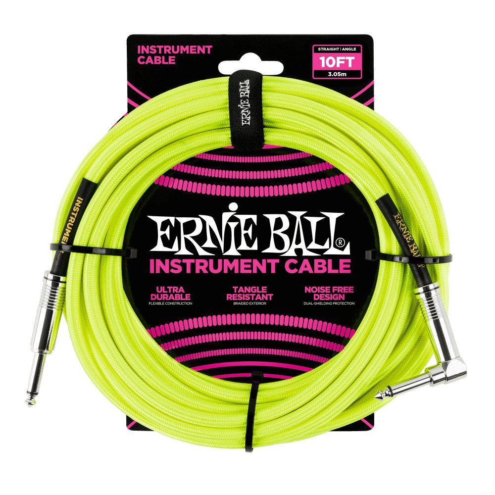 Ernie ball Instrument Cable 10 ft Neon yellow - La Boîte Musicale - Ernie Ball -