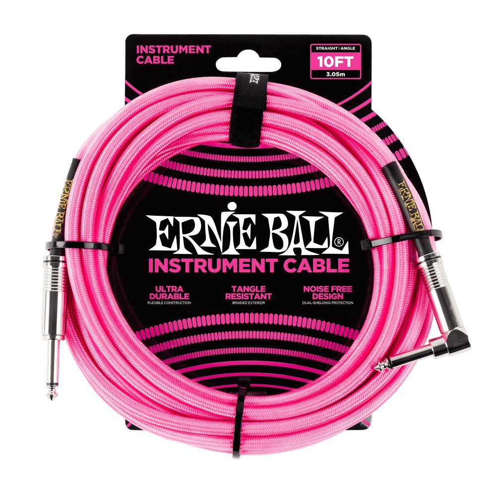 Ernie Ball Instrument Cable 10ft Neon Pink - La Boîte Musicale - Ernie Ball -