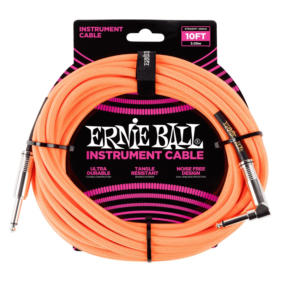 Ernie ball instrument cable 10ft orange neon - La Boîte Musicale - Ernie Ball -