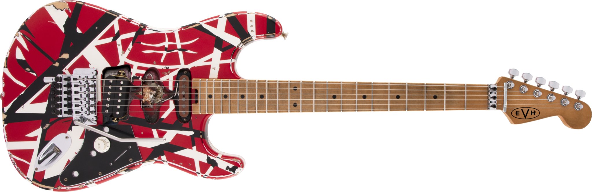 EVH - Striped Series Frankenstein™ Frankie - Maple Fingerboard - Red with Black Stripes Relic - La Boîte Musicale - Electric Guitars - EVH -