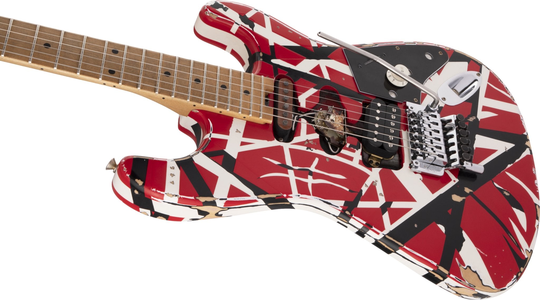 EVH - Striped Series Frankenstein™ Frankie - Maple Fingerboard - Red with Black Stripes Relic - La Boîte Musicale - Electric Guitars - EVH -