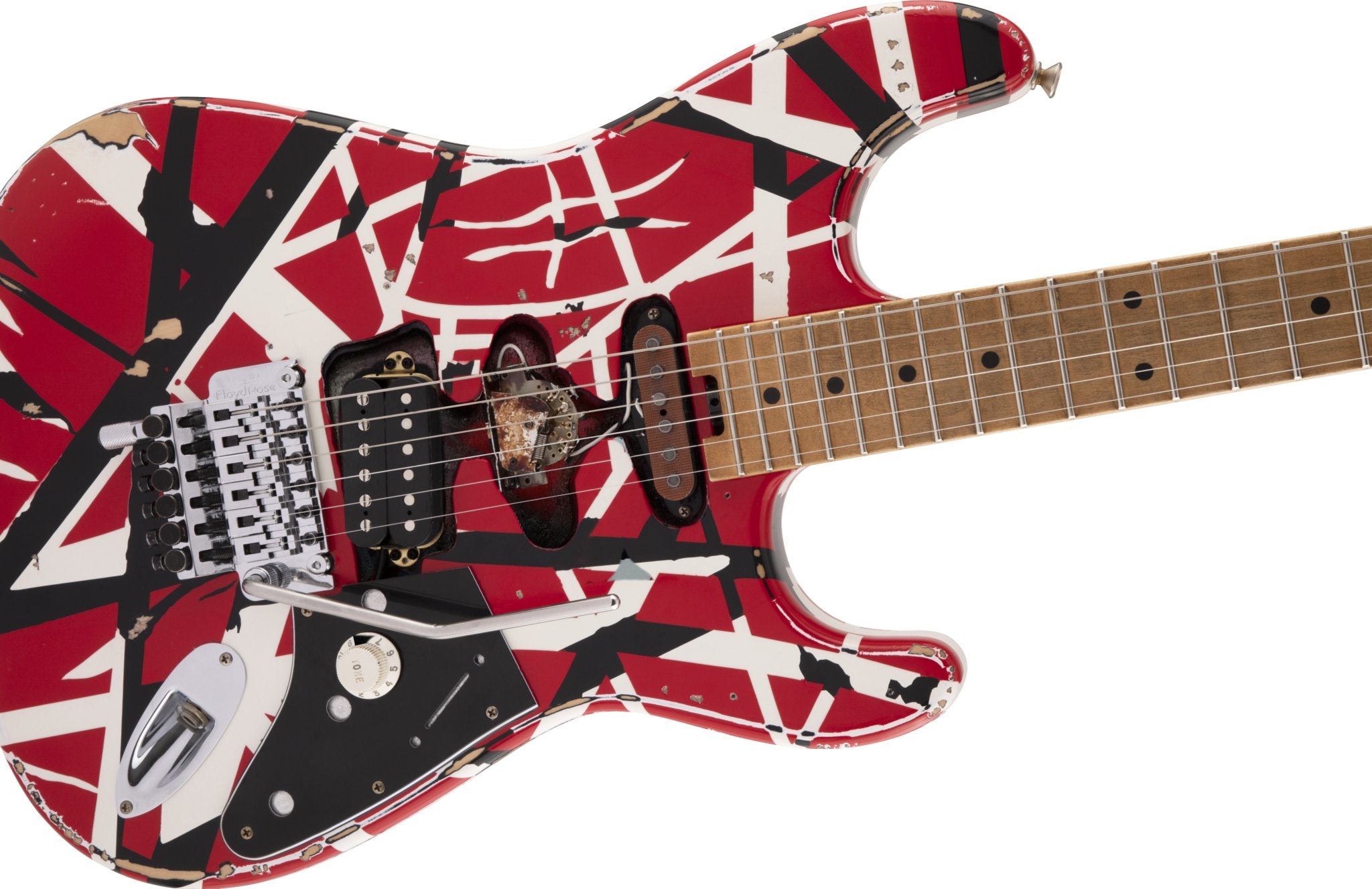 EVH - Striped Series Frankenstein™ Frankie - Maple Fingerboard - Red with Black Stripes Relic - La Boîte Musicale - Electric Guitars - EVH -