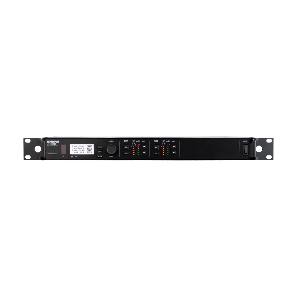 Shure ULXD4D-V50 - Dual ULX-D Wireless Receiver with 1/4 Wave Antennas - VHF - product view 1