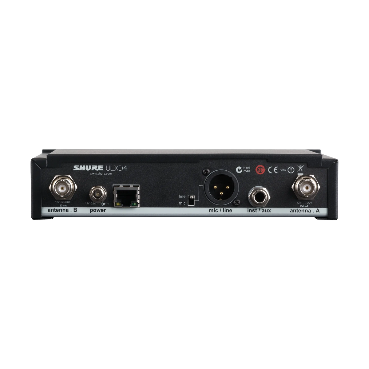 Shure ULXD4-V50 - Single ULX-D Wireless Receiver with 1/4 Wave Antennas - VHF - product view 2
